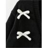 imageSHENHE Girls Bow Button Down Knitted Cardigan V Neck Loose Cute Crop Sweater OutwearBlack