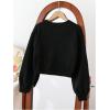 imageSHENHE Girls Bow Button Down Knitted Cardigan V Neck Loose Cute Crop Sweater OutwearBlack