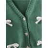 imageSHENHE Girls Bow Button Down Knitted Cardigan V Neck Loose Cute Crop Sweater OutwearDark Green