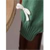 imageSHENHE Girls Bow Button Down Knitted Cardigan V Neck Loose Cute Crop Sweater OutwearDark Green