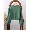 imageSHENHE Girls Bow Button Down Knitted Cardigan V Neck Loose Cute Crop Sweater OutwearDark Green