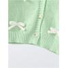 imageSHENHE Girls Bow Button Down Knitted Cardigan V Neck Loose Cute Crop Sweater OutwearGreen