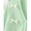 imageSHENHE Girls Bow Button Down Knitted Cardigan V Neck Loose Cute Crop Sweater OutwearGreen