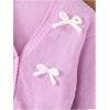 imageSHENHE Girls Bow Button Down Knitted Cardigan V Neck Loose Cute Crop Sweater OutwearMauve Purple