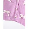 imageSHENHE Girls Bow Button Down Knitted Cardigan V Neck Loose Cute Crop Sweater OutwearMauve Purple