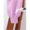 imageSHENHE Girls Bow Button Down Knitted Cardigan V Neck Loose Cute Crop Sweater OutwearMauve Purple