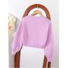 imageSHENHE Girls Bow Button Down Knitted Cardigan V Neck Loose Cute Crop Sweater OutwearMauve Purple