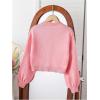 imageSHENHE Girls Bow Button Down Knitted Cardigan V Neck Loose Cute Crop Sweater OutwearPink