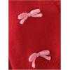 imageSHENHE Girls Bow Button Down Knitted Cardigan V Neck Loose Cute Crop Sweater OutwearRed
