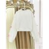 imageSHENHE Girls Bow Button Down Knitted Cardigan V Neck Loose Cute Crop Sweater OutwearWhite