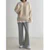 imageSHENHE Womens Oversized Crew Neck Long Sleeve Soft Casual Loose Sweater PulloverApricot