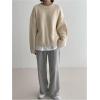 imageSHENHE Womens Oversized Crew Neck Long Sleeve Soft Casual Loose Sweater PulloverApricot