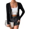imageSHENHE Womens Ribbed Knit Button Down V Neck Lightweight Cropped Cardigan SweaterBlack