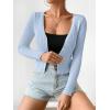 imageSHENHE Womens Ribbed Knit Button Down V Neck Lightweight Cropped Cardigan SweaterBlue B
