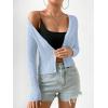 imageSHENHE Womens Ribbed Knit Button Down V Neck Lightweight Cropped Cardigan SweaterBlue B