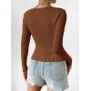 imageSHENHE Womens Ribbed Knit Button Down V Neck Lightweight Cropped Cardigan SweaterChocolate Brown