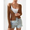 imageSHENHE Womens Ribbed Knit Button Down V Neck Lightweight Cropped Cardigan SweaterChocolate Brown