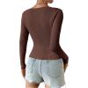 imageSHENHE Womens Ribbed Knit Button Down V Neck Lightweight Cropped Cardigan SweaterCoffe Brown