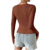 imageSHENHE Womens Ribbed Knit Button Down V Neck Lightweight Cropped Cardigan SweaterCoffee Brown