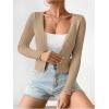 imageSHENHE Womens Ribbed Knit Button Down V Neck Lightweight Cropped Cardigan SweaterDark Apricot