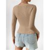 imageSHENHE Womens Ribbed Knit Button Down V Neck Lightweight Cropped Cardigan SweaterDark Apricot