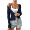 imageSHENHE Womens Ribbed Knit Button Down V Neck Lightweight Cropped Cardigan SweaterDark Blue