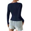 imageSHENHE Womens Ribbed Knit Button Down V Neck Lightweight Cropped Cardigan SweaterDark Blue