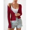 imageSHENHE Womens Ribbed Knit Button Down V Neck Lightweight Cropped Cardigan SweaterDark Red