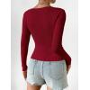 imageSHENHE Womens Ribbed Knit Button Down V Neck Lightweight Cropped Cardigan SweaterDark Red