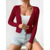 imageSHENHE Womens Ribbed Knit Button Down V Neck Lightweight Cropped Cardigan SweaterDark Red