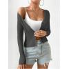 imageSHENHE Womens Ribbed Knit Button Down V Neck Lightweight Cropped Cardigan SweaterDeep Grey