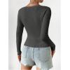 imageSHENHE Womens Ribbed Knit Button Down V Neck Lightweight Cropped Cardigan SweaterDeep Grey