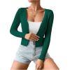 imageSHENHE Womens Ribbed Knit Button Down V Neck Lightweight Cropped Cardigan SweaterForest Green