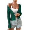 imageSHENHE Womens Ribbed Knit Button Down V Neck Lightweight Cropped Cardigan SweaterForest Green