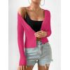 imageSHENHE Womens Ribbed Knit Button Down V Neck Lightweight Cropped Cardigan SweaterHot Pink