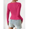 imageSHENHE Womens Ribbed Knit Button Down V Neck Lightweight Cropped Cardigan SweaterHot Pink