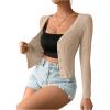 imageSHENHE Womens Ribbed Knit Button Down V Neck Lightweight Cropped Cardigan SweaterKhaki