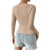 imageSHENHE Womens Ribbed Knit Button Down V Neck Lightweight Cropped Cardigan SweaterKhaki