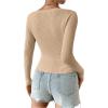 imageSHENHE Womens Ribbed Knit Button Down V Neck Lightweight Cropped Cardigan SweaterLight Apricot