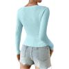 imageSHENHE Womens Ribbed Knit Button Down V Neck Lightweight Cropped Cardigan SweaterLight Blue