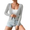 imageSHENHE Womens Ribbed Knit Button Down V Neck Lightweight Cropped Cardigan SweaterLight Grey
