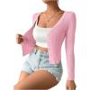 imageSHENHE Womens Ribbed Knit Button Down V Neck Lightweight Cropped Cardigan SweaterLight Pink