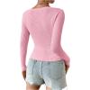 imageSHENHE Womens Ribbed Knit Button Down V Neck Lightweight Cropped Cardigan SweaterLight Pink