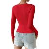 imageSHENHE Womens Ribbed Knit Button Down V Neck Lightweight Cropped Cardigan SweaterLight Red