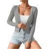 imageSHENHE Womens Ribbed Knit Button Down V Neck Lightweight Cropped Cardigan SweaterMedium Grey