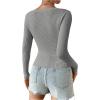 imageSHENHE Womens Ribbed Knit Button Down V Neck Lightweight Cropped Cardigan SweaterMedium Grey