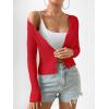 imageSHENHE Womens Ribbed Knit Button Down V Neck Lightweight Cropped Cardigan SweaterRed