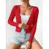 imageSHENHE Womens Ribbed Knit Button Down V Neck Lightweight Cropped Cardigan SweaterRed