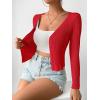 imageSHENHE Womens Ribbed Knit Button Down V Neck Lightweight Cropped Cardigan SweaterRed