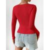 imageSHENHE Womens Ribbed Knit Button Down V Neck Lightweight Cropped Cardigan SweaterRed
